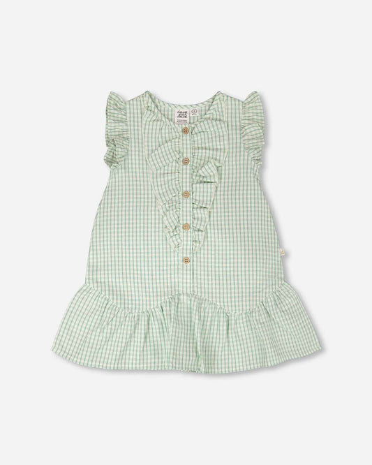 Plaid Poplin Dress Green