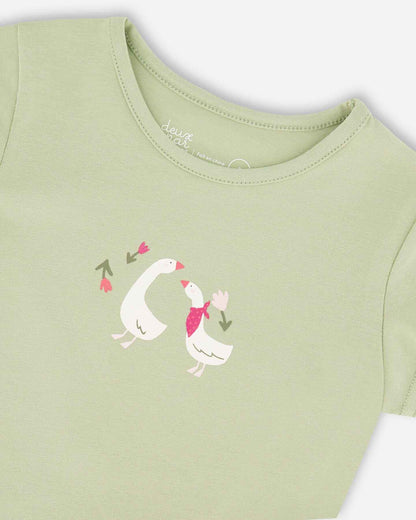 Organic Cotton Jersey T-Shirt Light Khaki Green