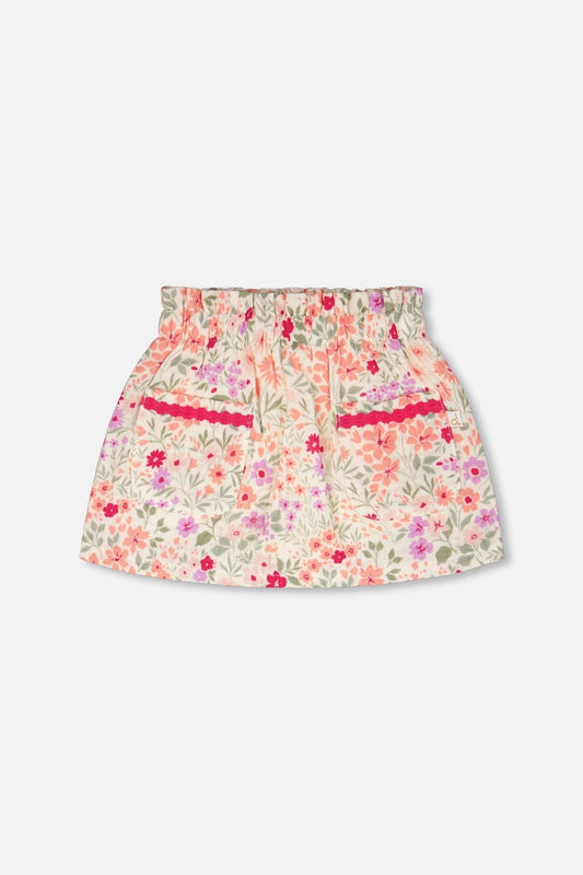 Muslin Skort Off White Printed Flowers