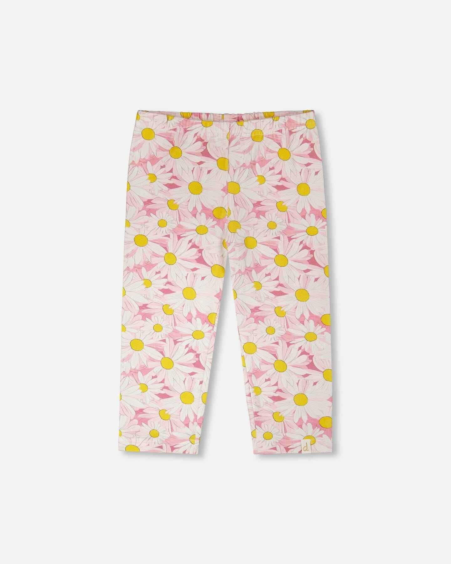 Jersey Capri Pink Printed Daisies
