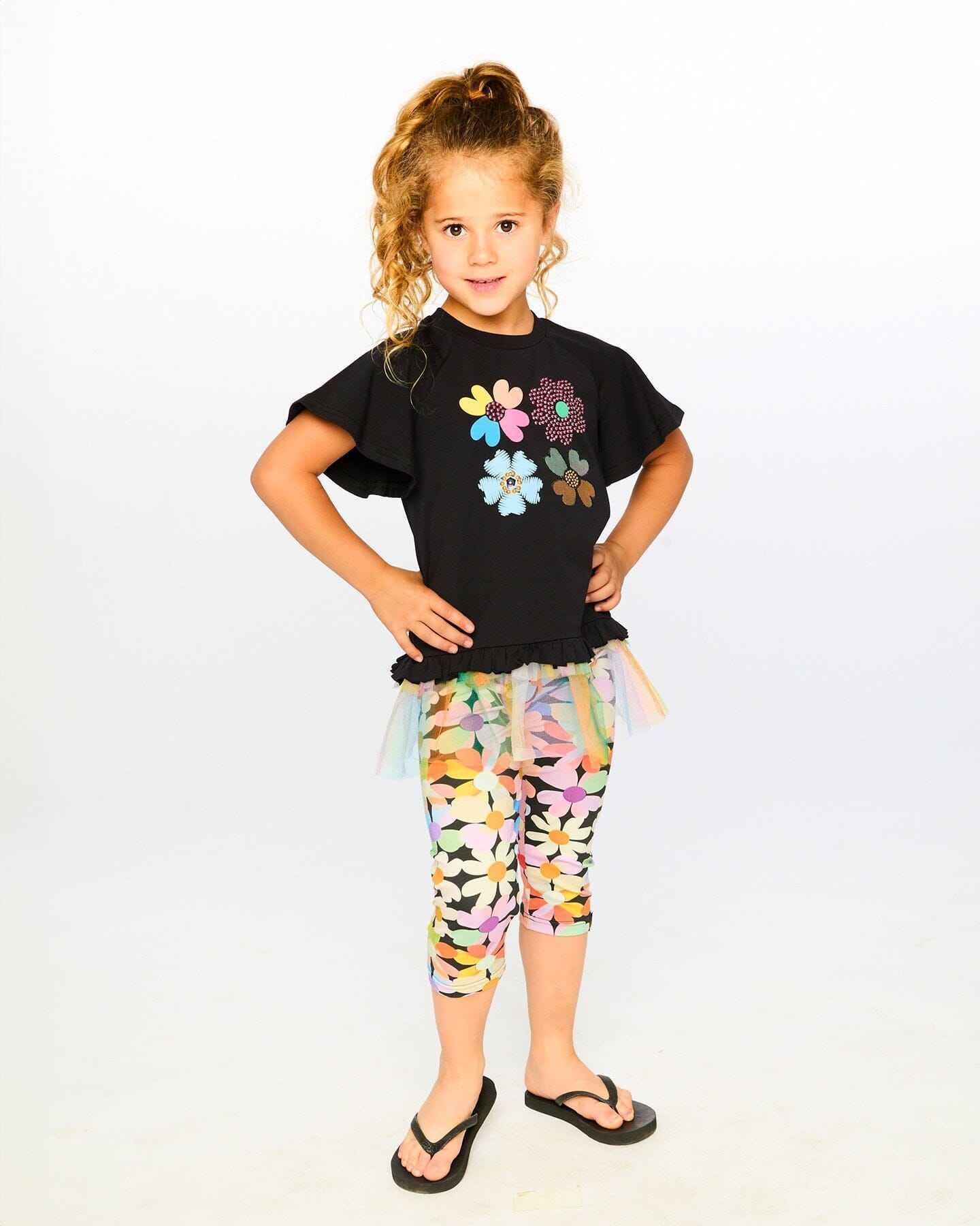 Organic Cotton Tunic Black With Mesh Frill