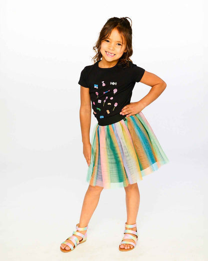 Printed Mesh Skirt Multicolored