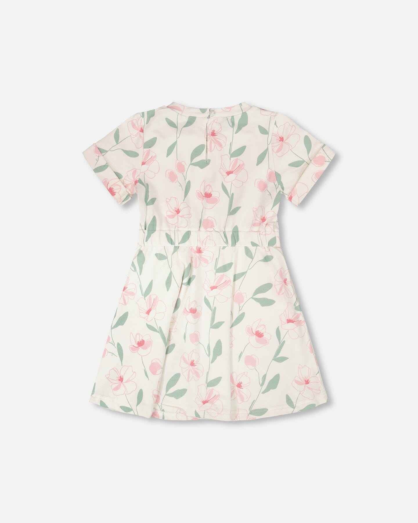 French Terry Dress Off White Printed Flowers