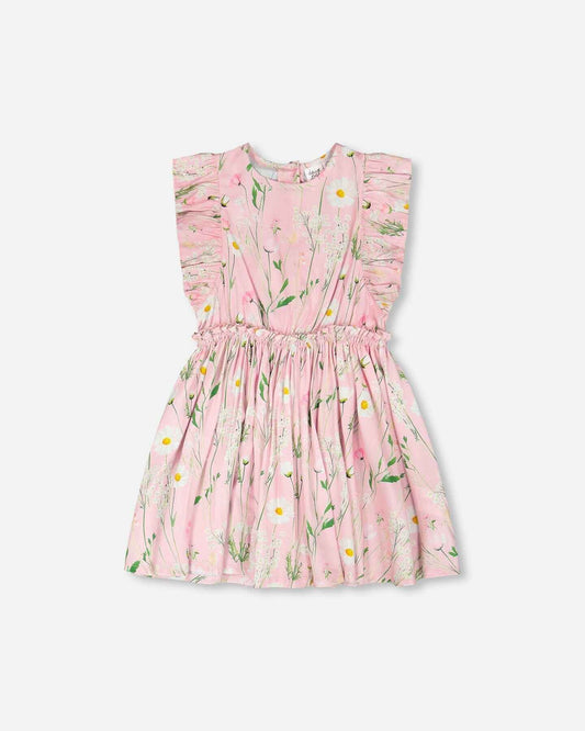 Viscose Dress Pink Printed Flowers
