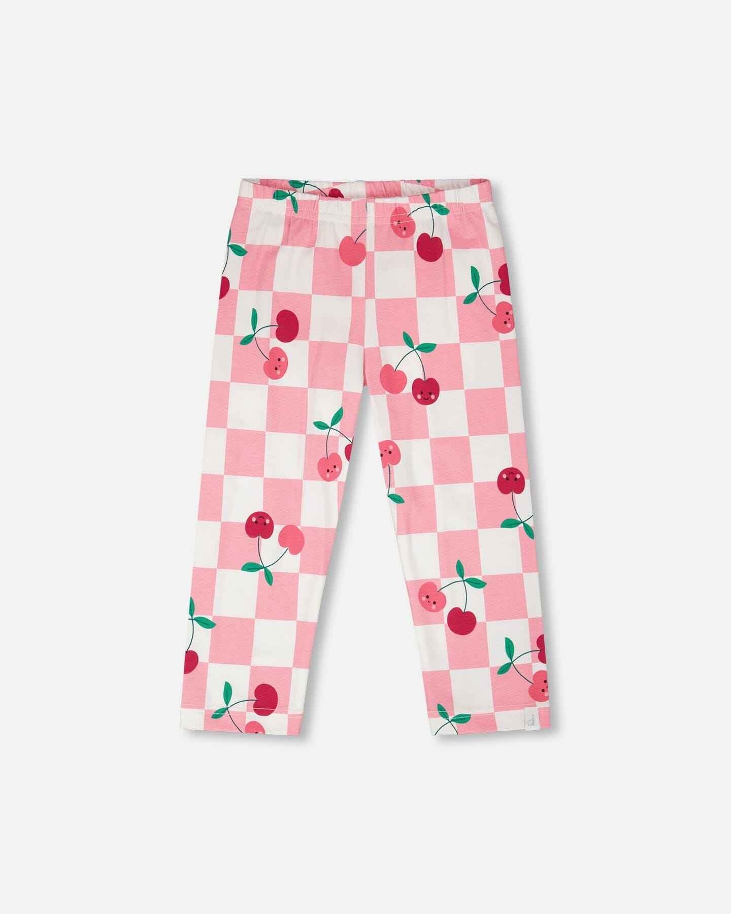 Organic Cotton Jersey Capri Pink Printed Cherries