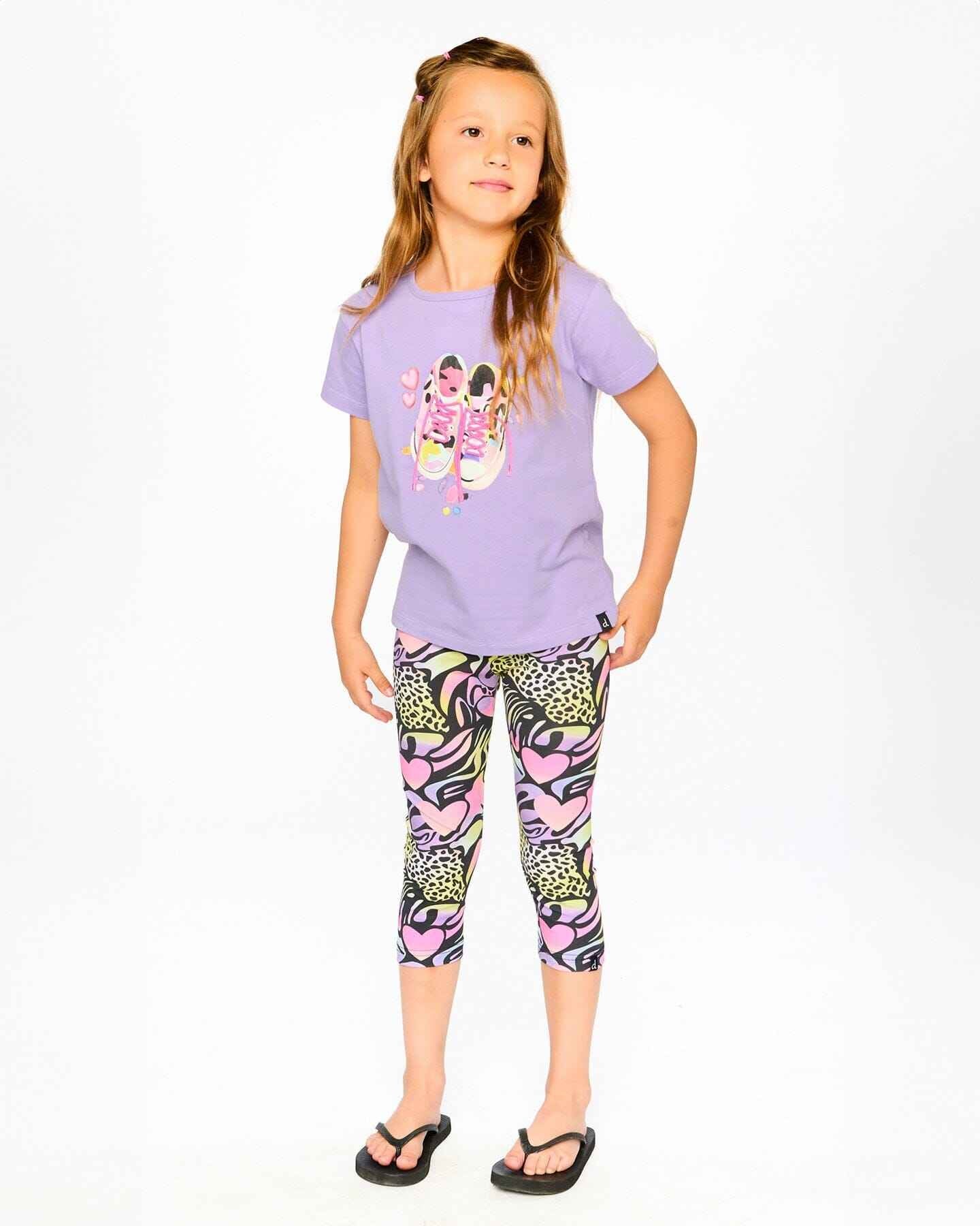 Organic Cotton Jersey T-Shirt Mauve With Sneakers