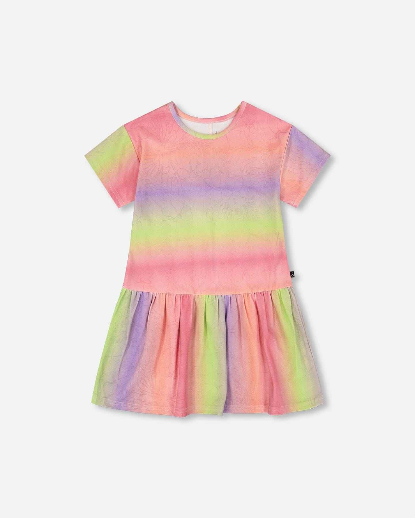 Printed Jersey Dress With Heart Back Cut Out Multicolor