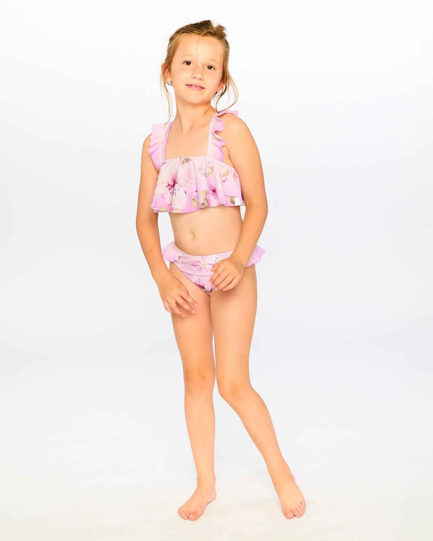 Two-Piece Swimsuit Purple Flower Print