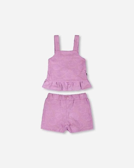 Terry Tank Top With Shorts Set Lilac