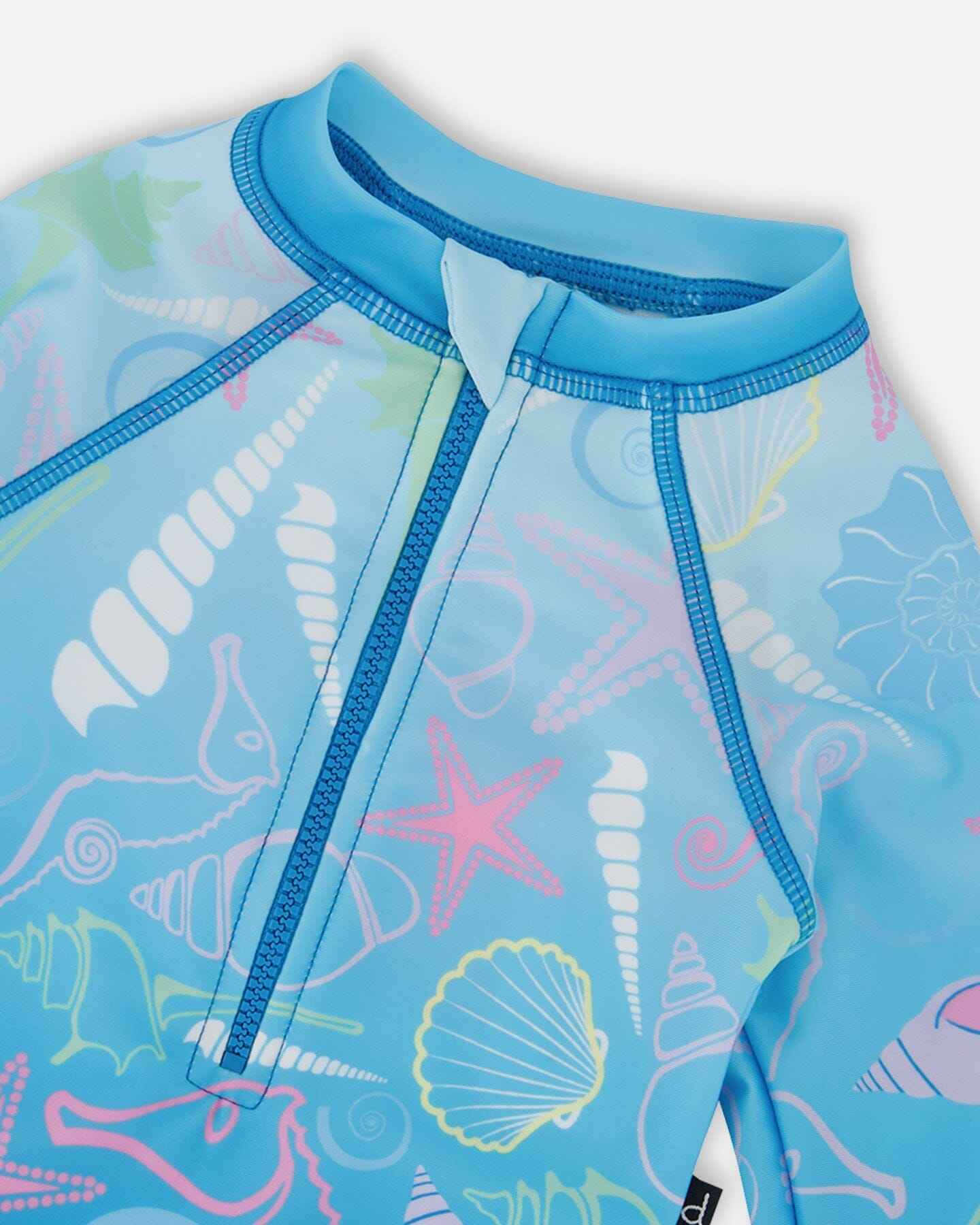 Baby And Toddler One-Piece Long Sleeve Rashguard Blue Shell Print