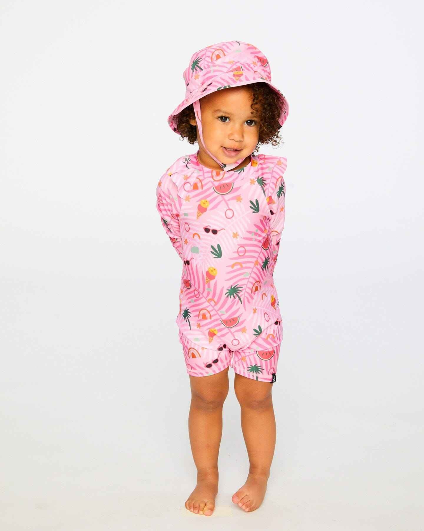 Beach Hat Pink Beach Print