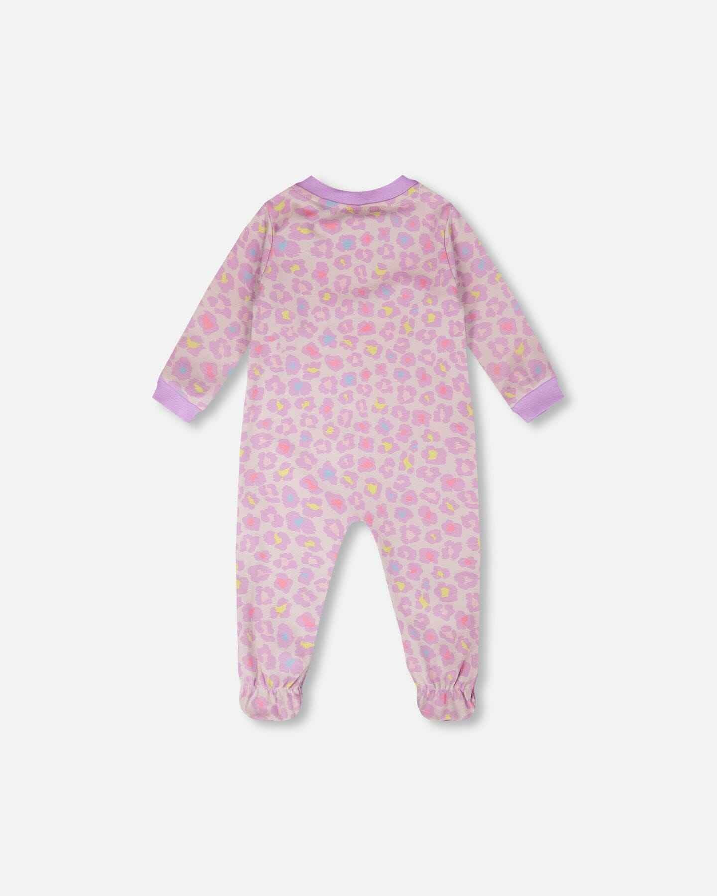 Organic Cotton Baby One-Piece Pyjama Purple Animal Print