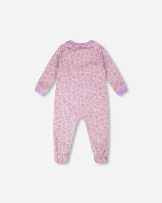 Organic Cotton Baby One-Piece Pyjama Purple Animal Print