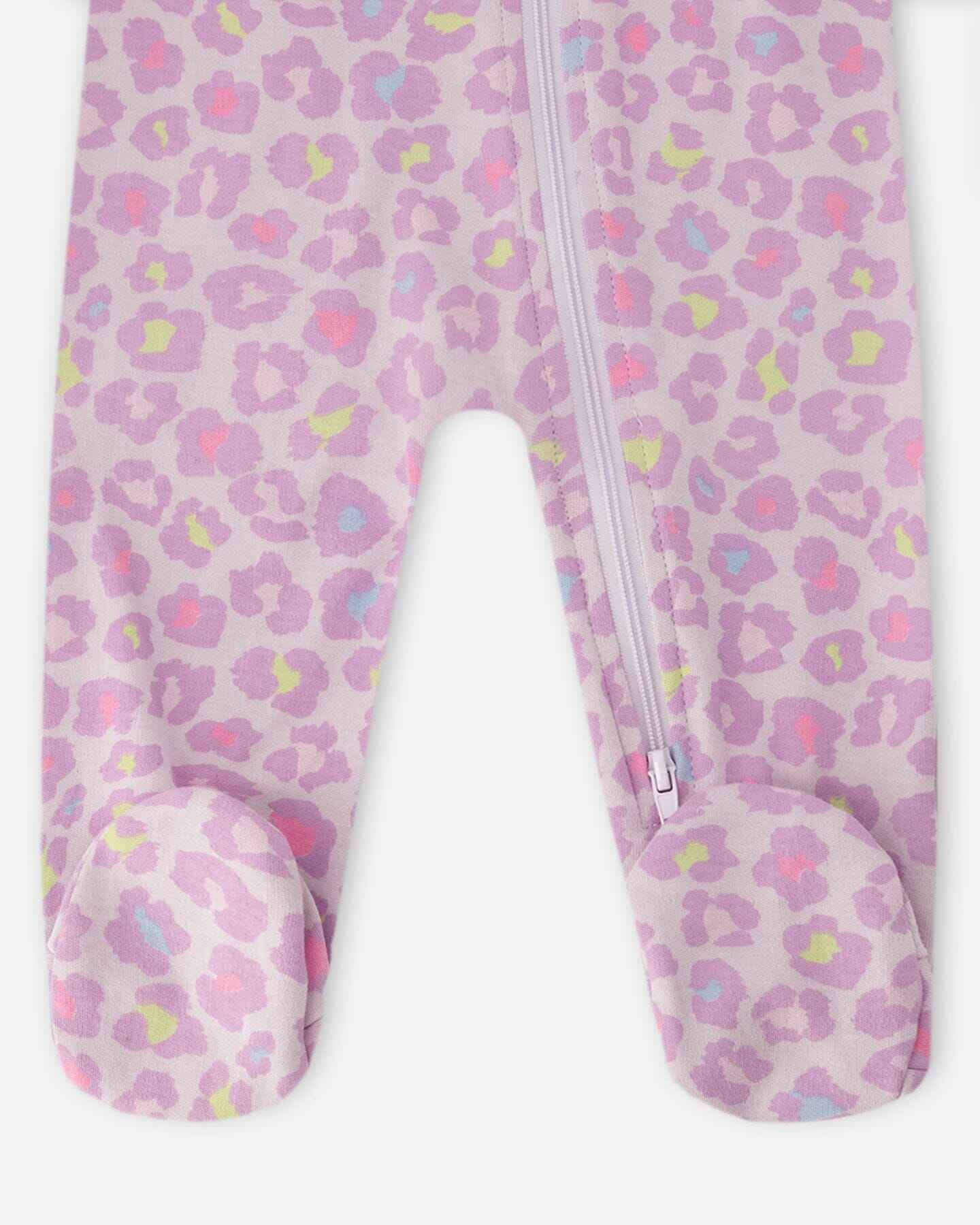 Organic Cotton Baby One-Piece Pyjama Purple Animal Print