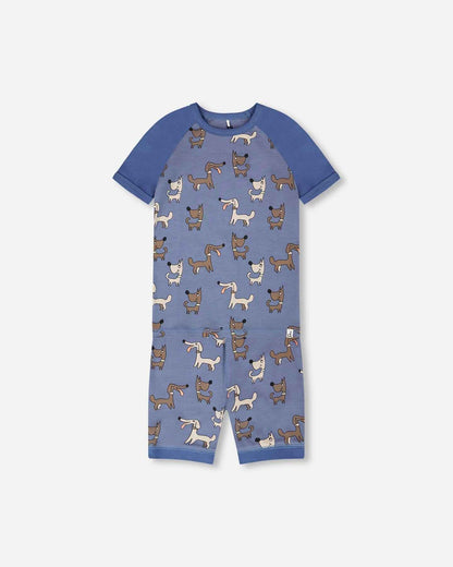 Organic Cotton Two-Piece Pyjama Set Blue Dog Print
