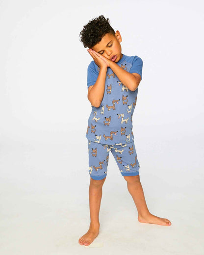 Organic Cotton Two-Piece Pyjama Set Blue Dog Print
