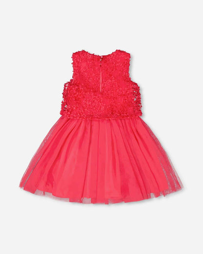 Sleeveless Textured Rosette Dress Pink