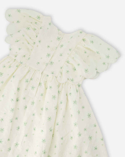 Jacquard Dress White Printed Flowers