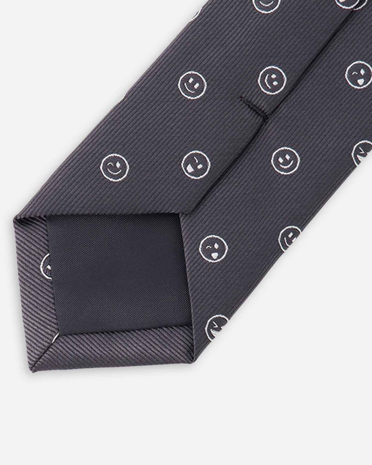 Neck Tie Black Printed Smiles