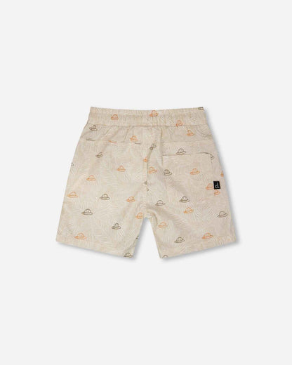 Poplin Shorts Beige Safari Print