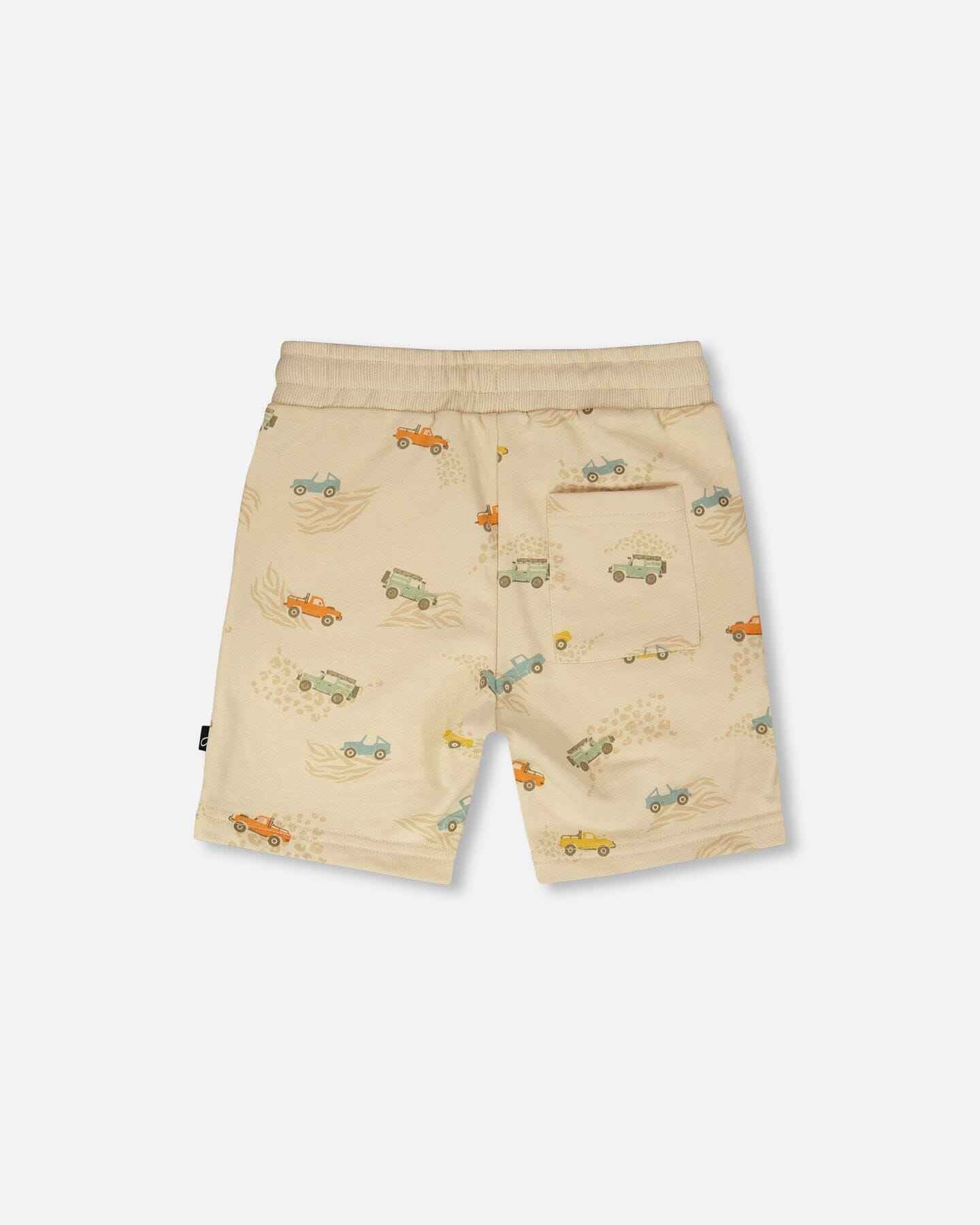 French Terry Shorts Beige Jeep Print
