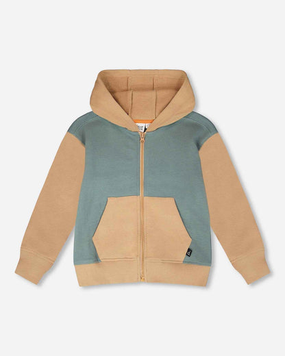 Hooded French Terry Cardigan Mint Green