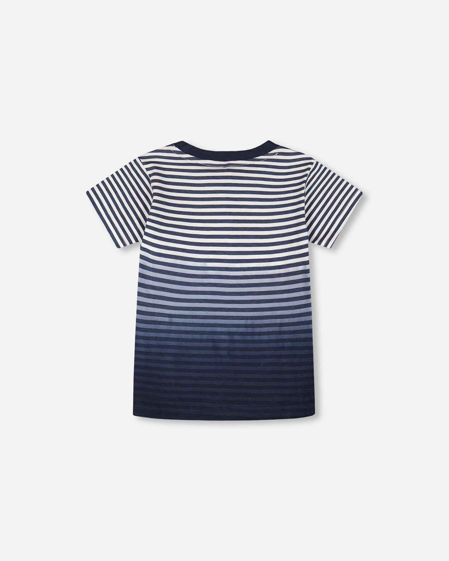 Organic Cotton Short Sleeve T-Shirt Blue Gradient Stripes