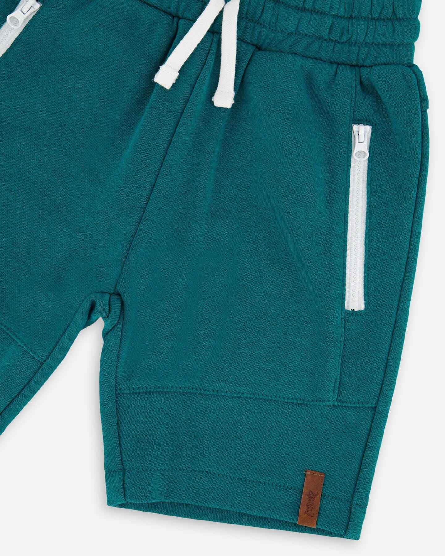 French Terry Shorts With Cross Seams Dark Turquoise