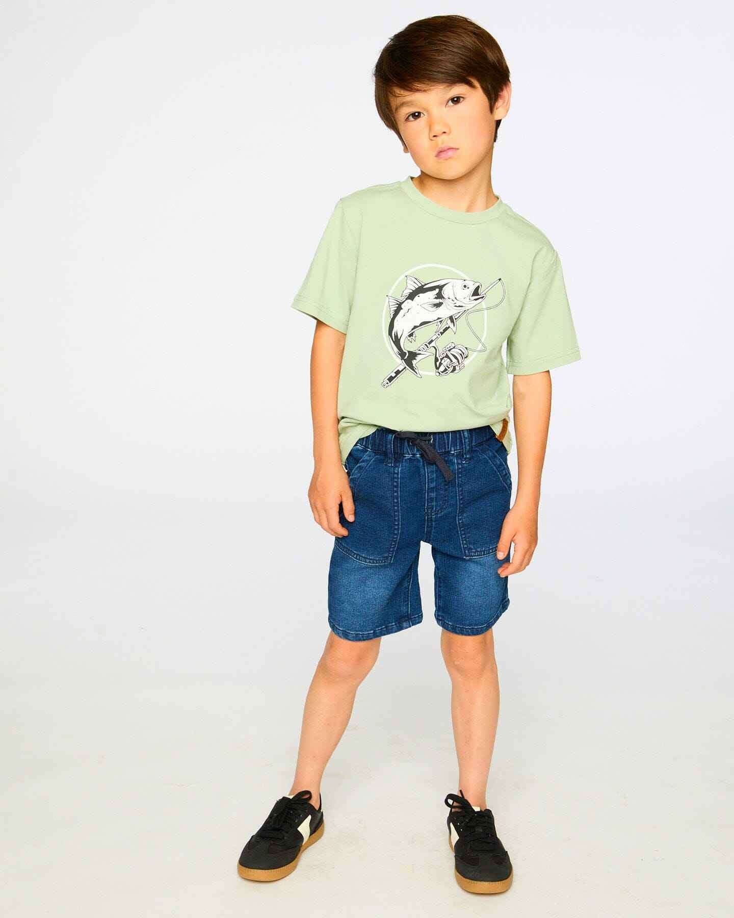 Organic Cotton Jersey T-Shirt With Print Sage