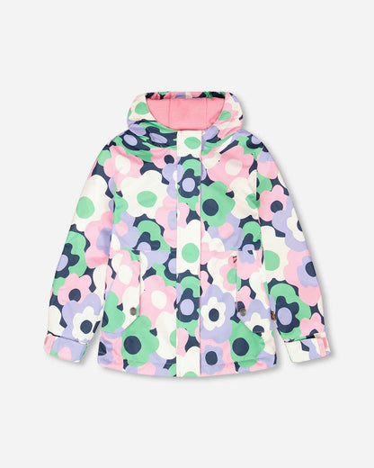 Mid-Season Jacket Black Printed Flowers