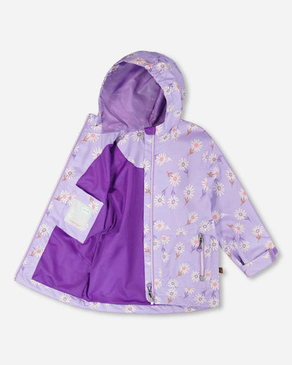 Mid-Season Jacket Purple Daisy Print