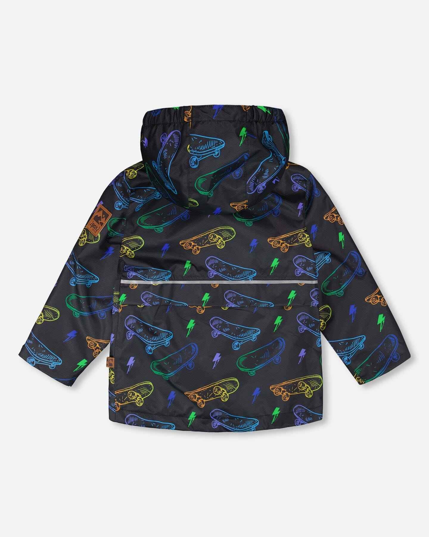 Mid-Season Jacket Black Printed Skateboards