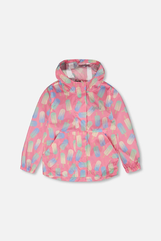 Packable Windbreaker In Polyester Pink Lollipop Print