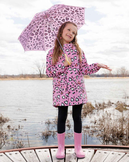 Pink raincoat with color-changing hearts