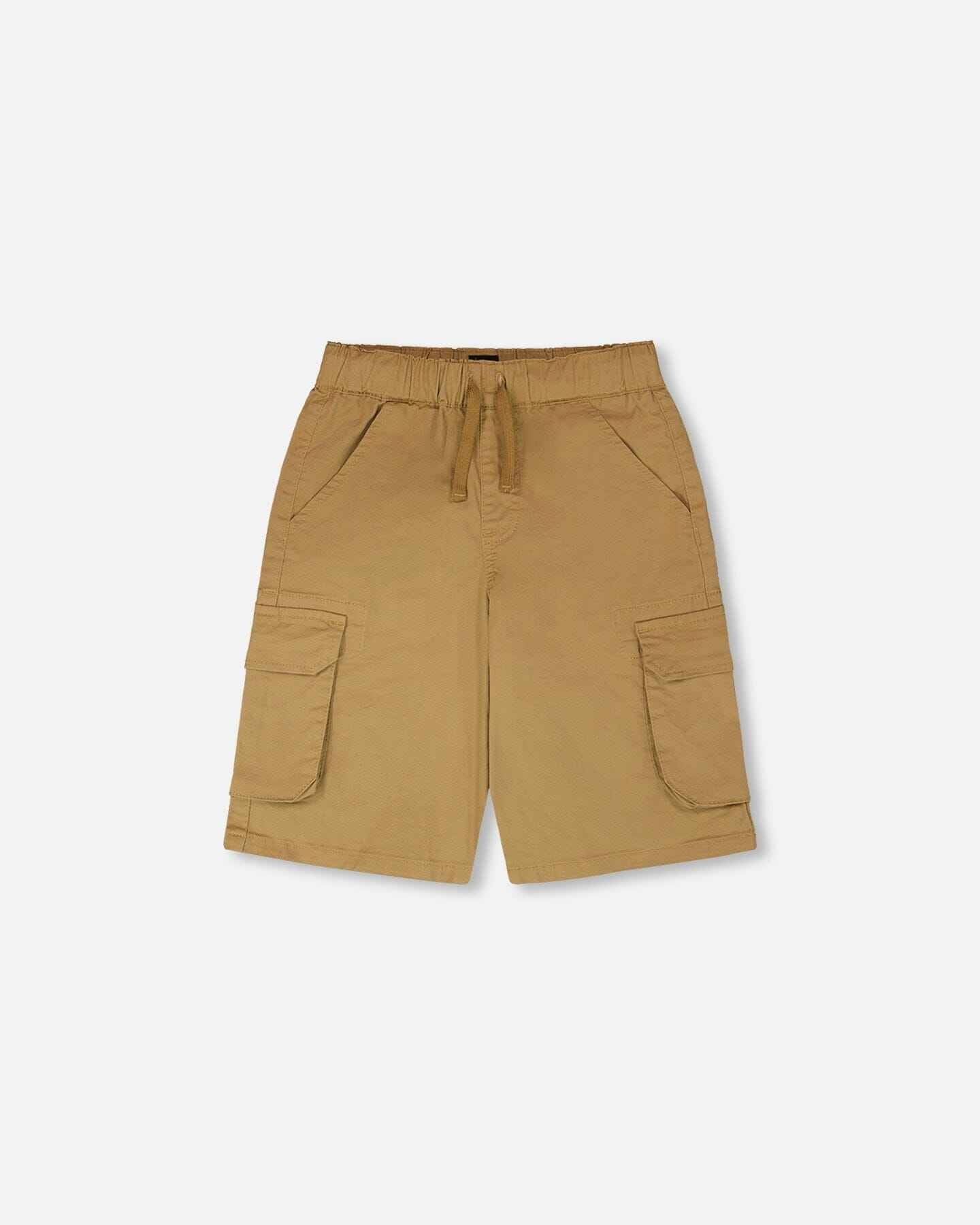 Stretch Twill Bermuda With Cargo Pockets Beige