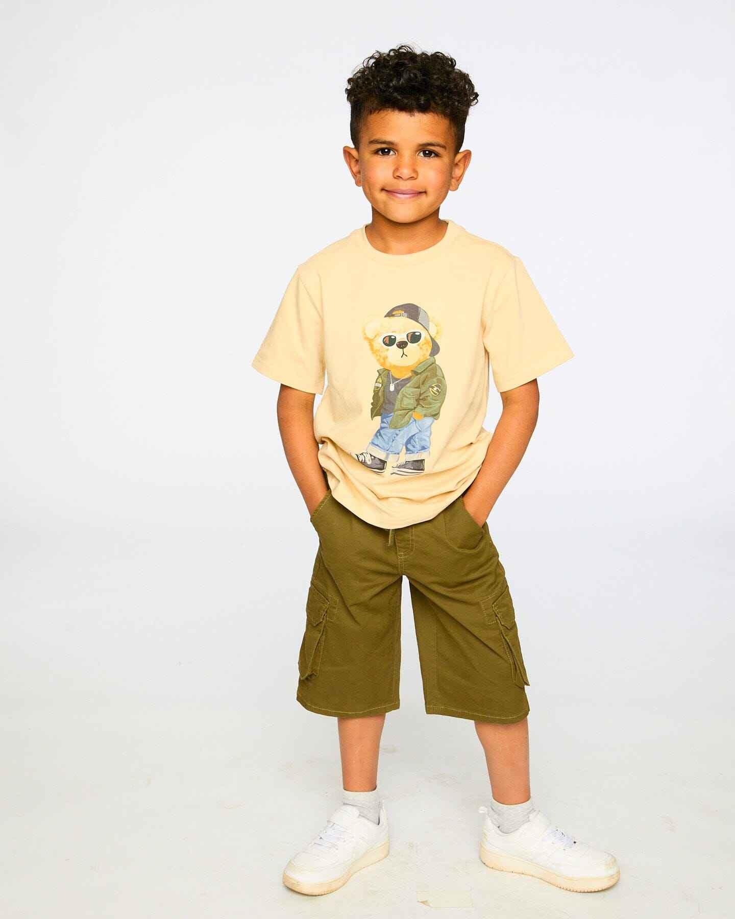 Stretch Twill Bermuda With Cargo Pockets Dark Khaki Green