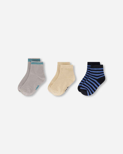 Socks (3 Pairs) Set Striped Blue And Black