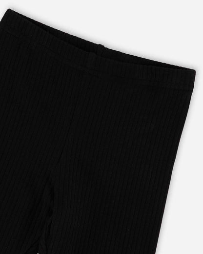 Rib Biker Leggings Black