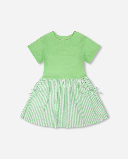 Bi-Material Dress Mint Green