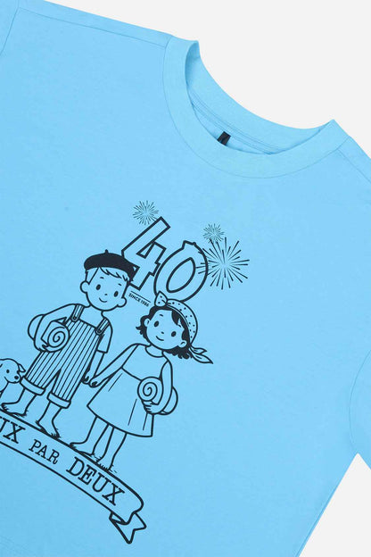 Adult 40Th Anniversary Graphic Boxy T-Shirt Sky Blue