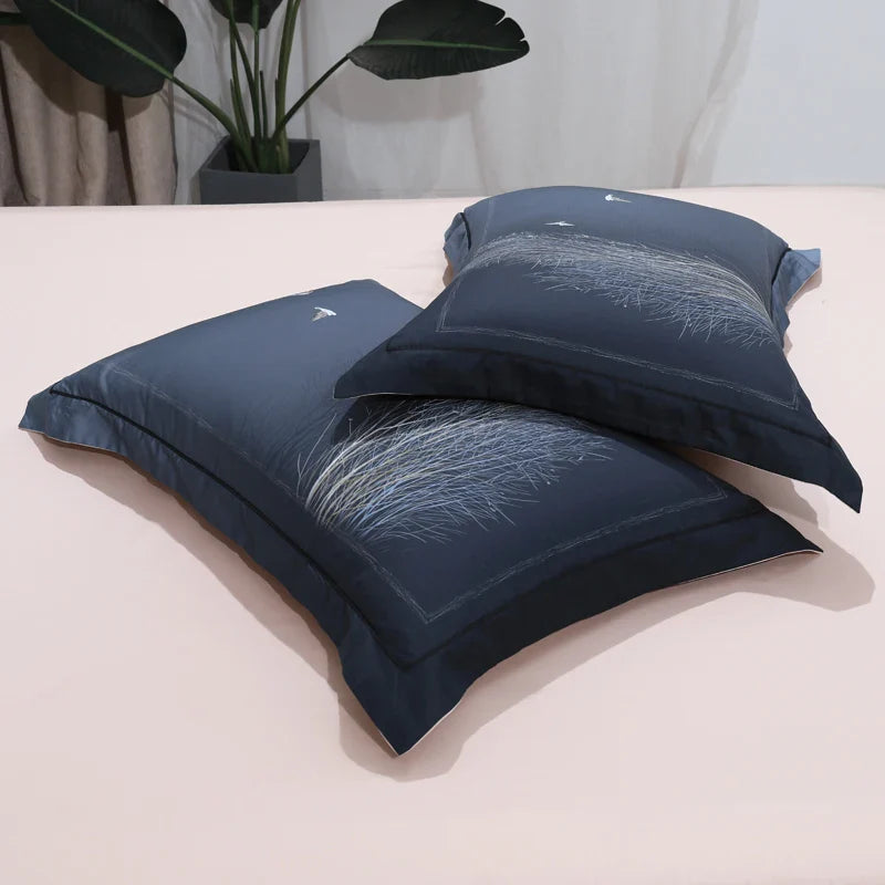 Wild Whimsy 600 TC Floral Cotton Duvet Set - Navy Blue