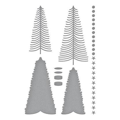 Bottle Brush Trees Duo Etched Dies from the Classic Christmas Collection