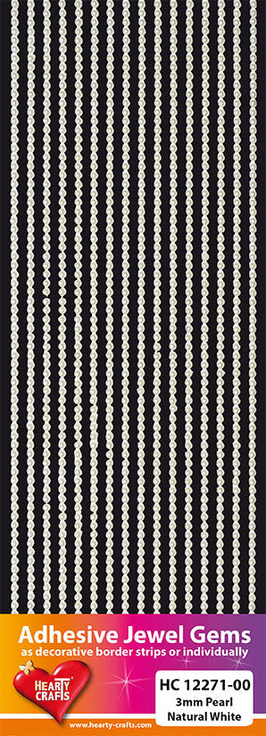 Hearty Crafts Adhesive Gems, 3mm, Pearl, Natural White