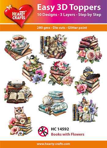 Hearty Crafts Easy 3D Toppers - Books With Flowers