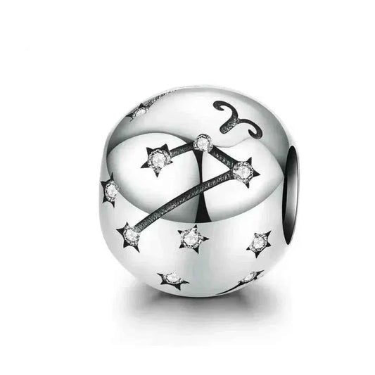 Vintage 925 Sterling Silver Twelve Constellations Star Sign Zodiac Beads Charms For Diy Bracelet Necklace