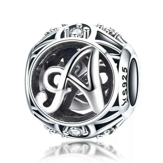 925 Sterling Silver Initial Charm Bead