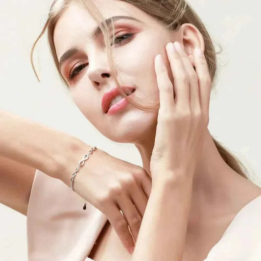 Sterling Silver Infinity Bracelet with CZ – Adjustable