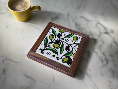 コーヒー・紅茶用パレスチナ製手作り耐熱セラミックコースター
