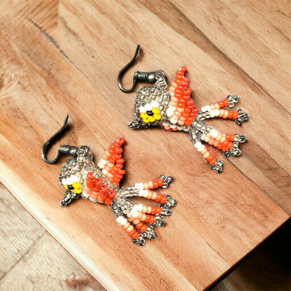 OLDTRIBES™ Silver Beaded hummingbird earrings