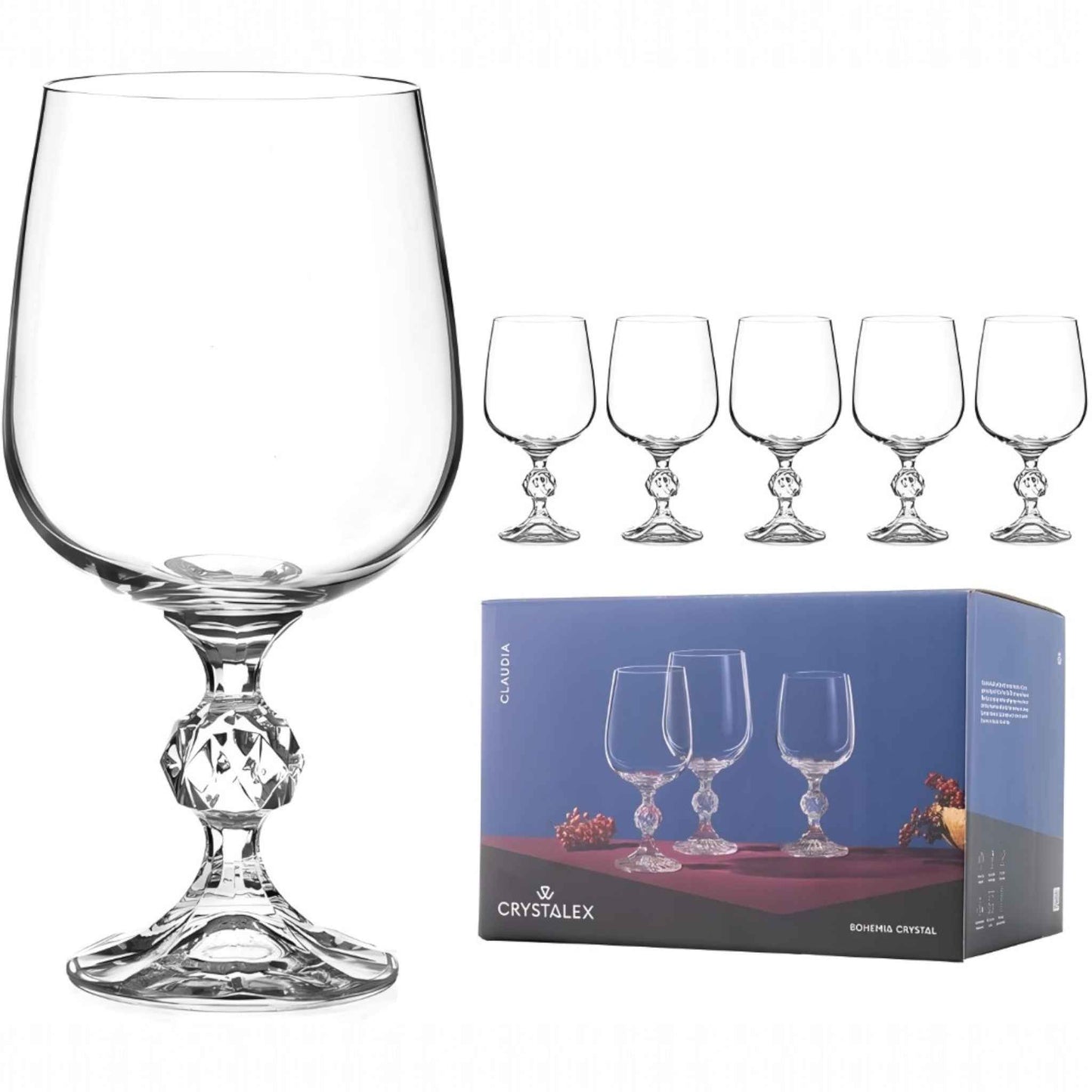 Crystal Wine Glasses 8 Oz - CRYSTALEX - Set of 6